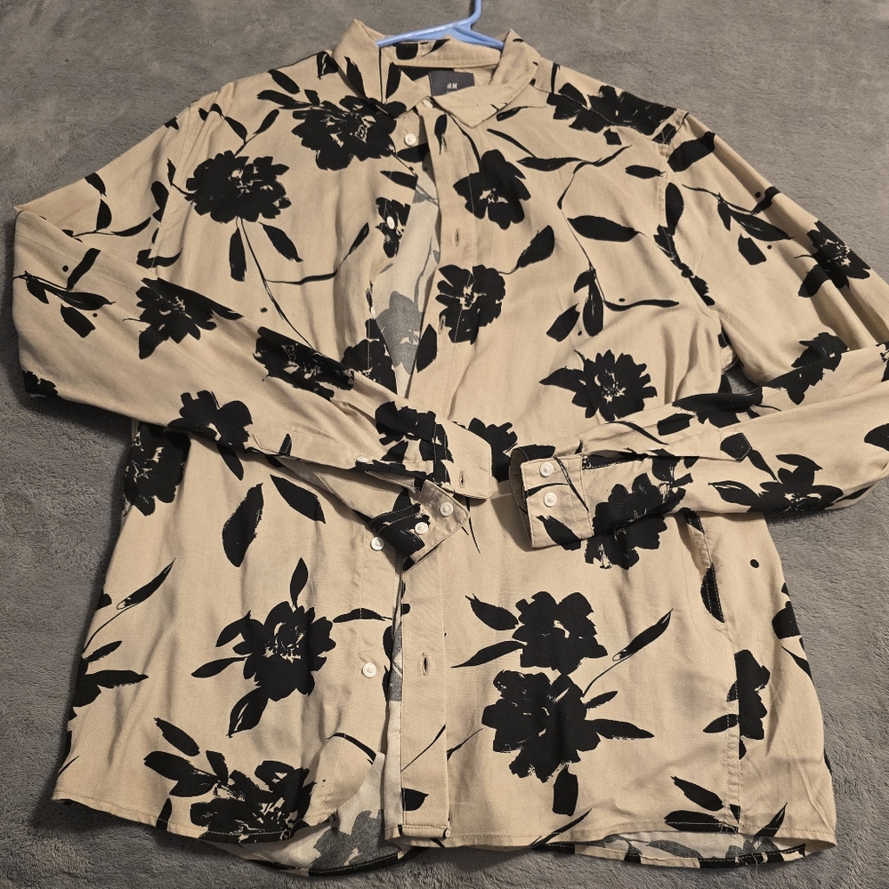 Floral Beige and Black Mens Shirt